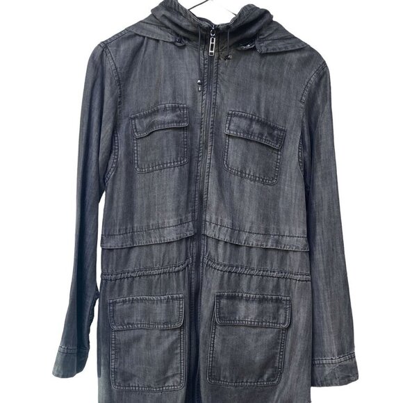 W by WORTH Jacket Size P (XS/S) Denim Gray Wash Tencel Casual Utility Coat - Picture 1 of 11